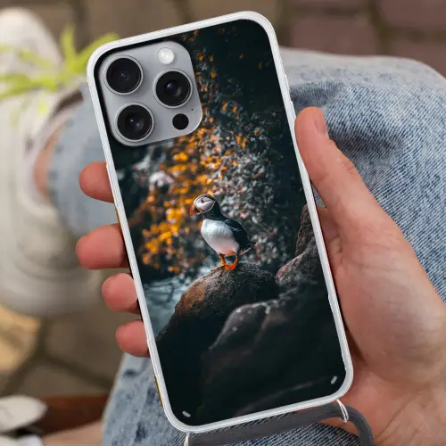 Papegaai - Vogel - Rots - Wit Hoesje iPhone 16 Pro Max met koord klein -sfeer3