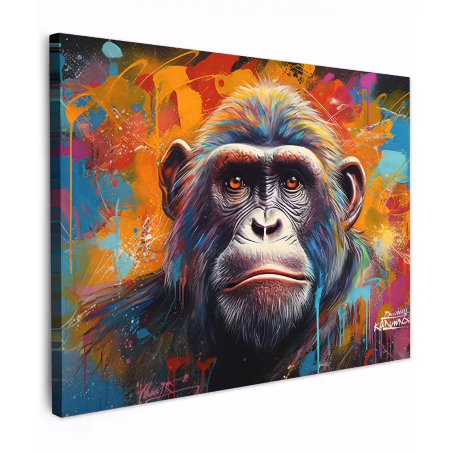 Leinwandbild - Affe - Gorilla - Graffiti - Tiere - Farben