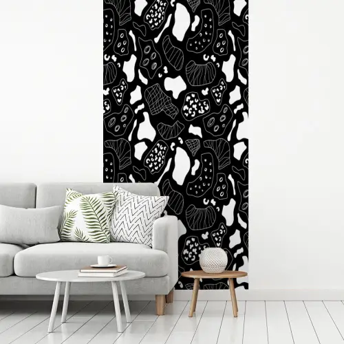 Wit - Zwart - Vormen - Patroon fotobehang vinyl groot 64 -woonkamer