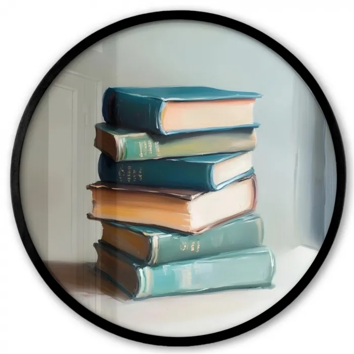 Stapel - Boeken - Groen - Daglicht Fotolijst rond zonder passe partout klein -3d