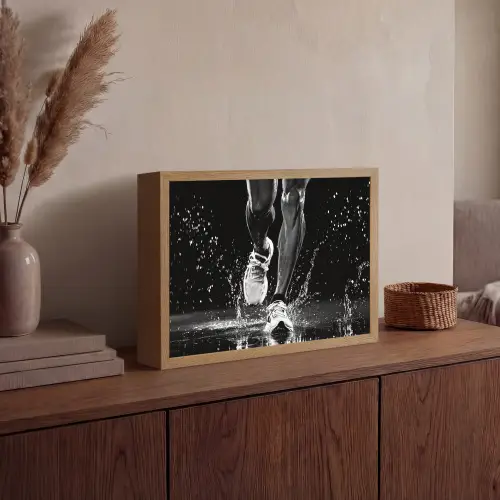 Hardloopschoenen - Rennen - Druppels - Zwart Light Box met batterij (Wandlamp) middel -sfeer2