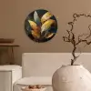 Gouden Bladcompositie – Botanische Luxe Wandcirkel kunststof plaat 5mm dik klein -sfeer1