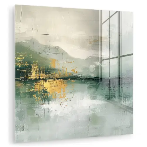 Groen - Modern - Abstract - Goud plexiglas 5mm klein -zzzproduct_nieuw