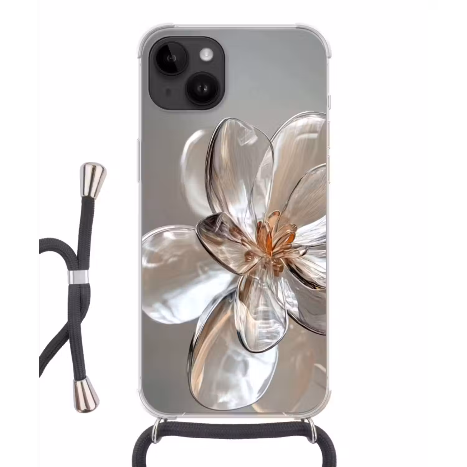 Telefoonhoesje crossbody - Bloem - Glazen - Doorzichtig