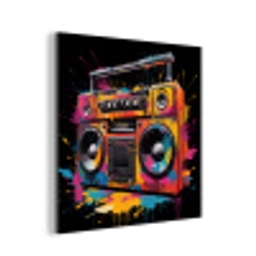 Radio - Graffiti - Box - Kleuren - Zwart aluminium wit klein -3d