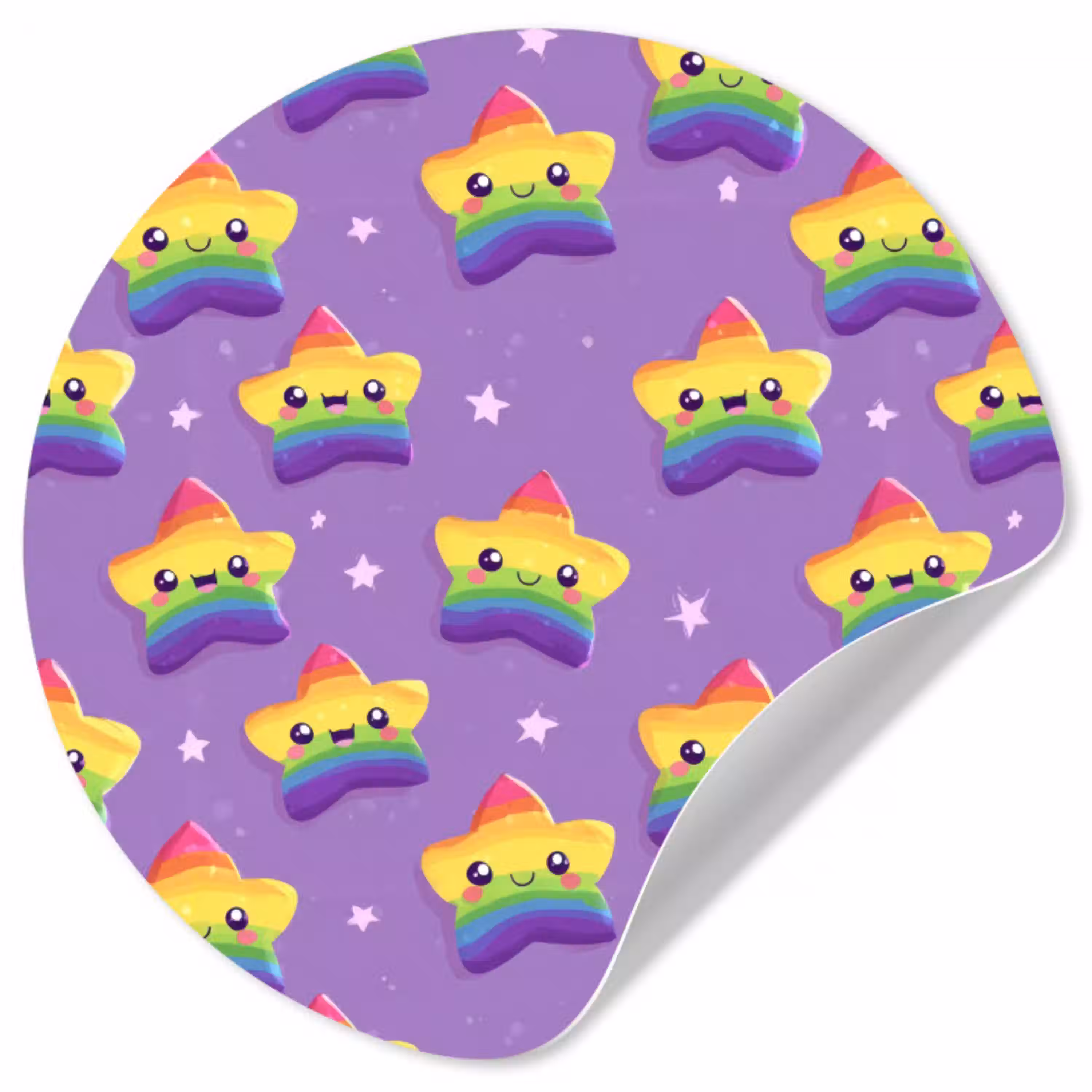 Sterren - Regenboog - Paars Wandcirkel behangsticker klein 186 -3d