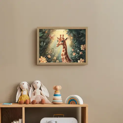 Giraffe - Jungle - Bloemen Light Box met batterij (Wandlamp kind) middel -sfeer2_kind