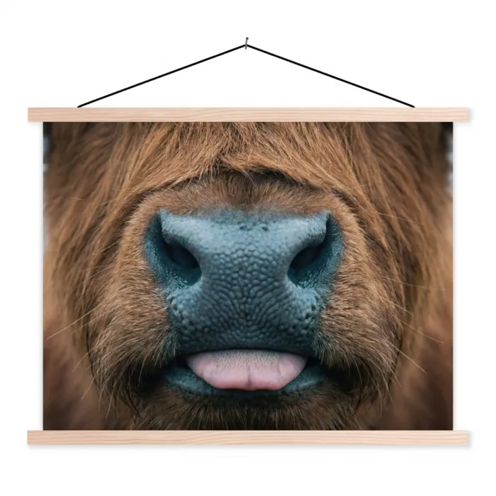 Schotse hooglander - Neus - Bruin textielposter latten blank klein -3d