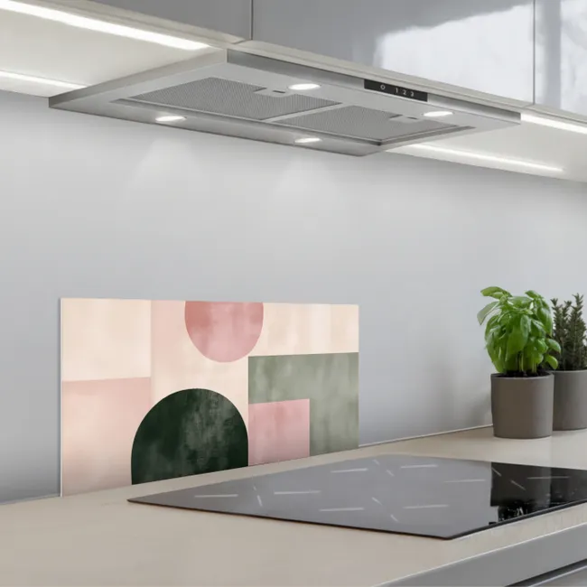 Vormen - Abstract - Cirkel - Zwart keuken achterwand spatscherm klein -3d_schuin