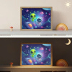 Alien - Astronaut - Ruimte - Planeten Light Box met batterij (Wandlamp kind) middel -sfeer3_kind