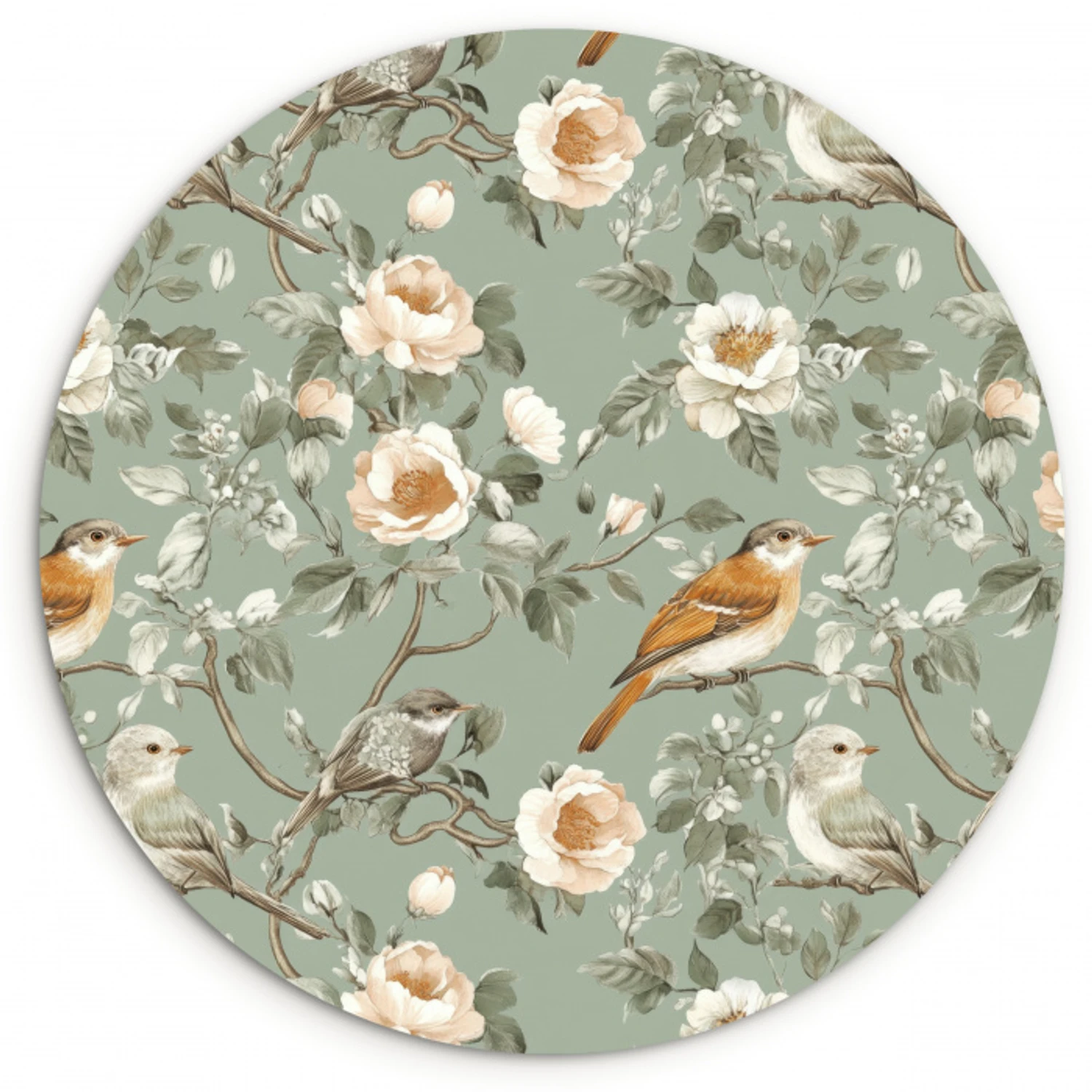 Roze - Vogels - Kleurrijk Wandcirkel kunststof plaat 5mm dik klein 188 -3d