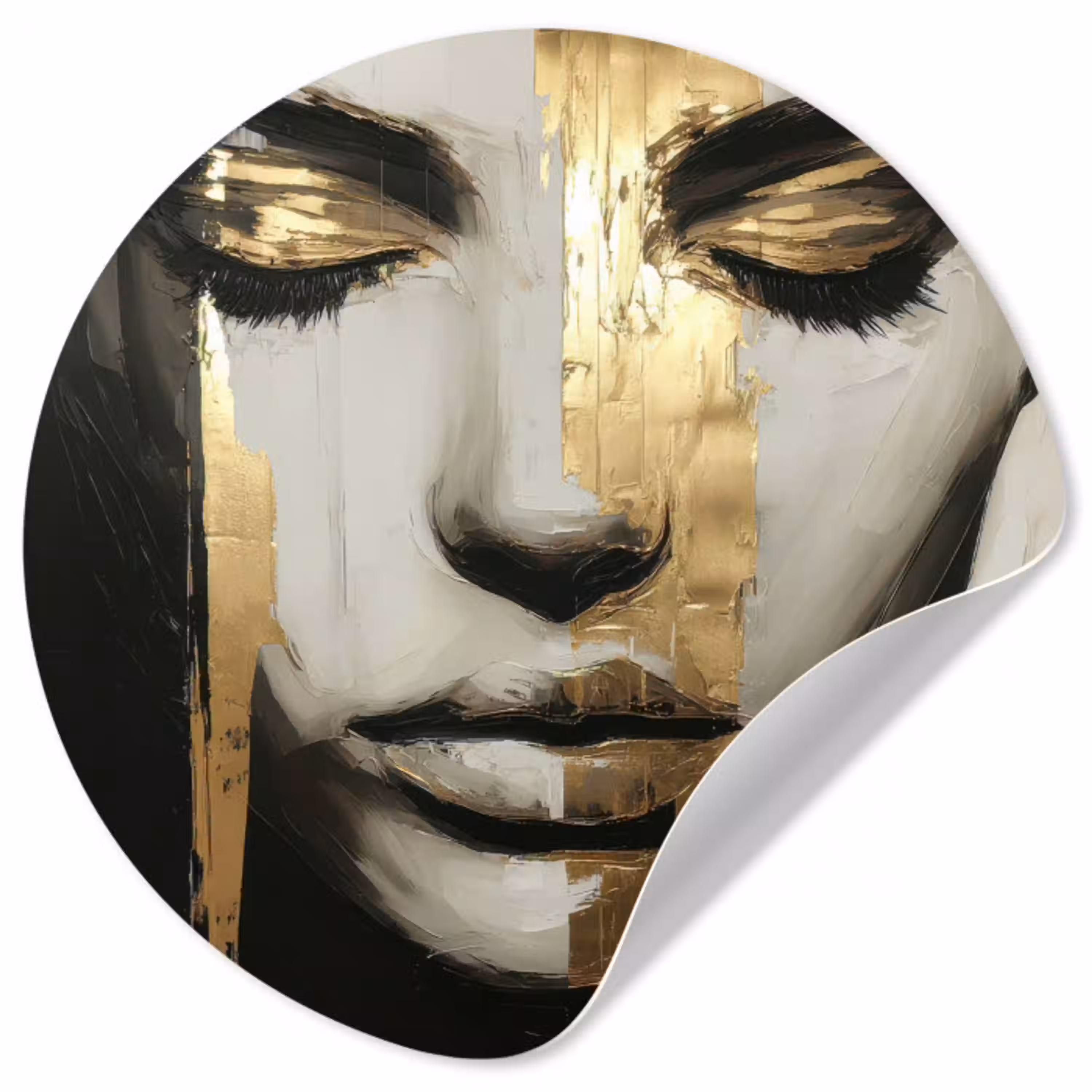 Ogen - Gezicht - Goud - Strepen Wandcirkel behangsticker klein -3d