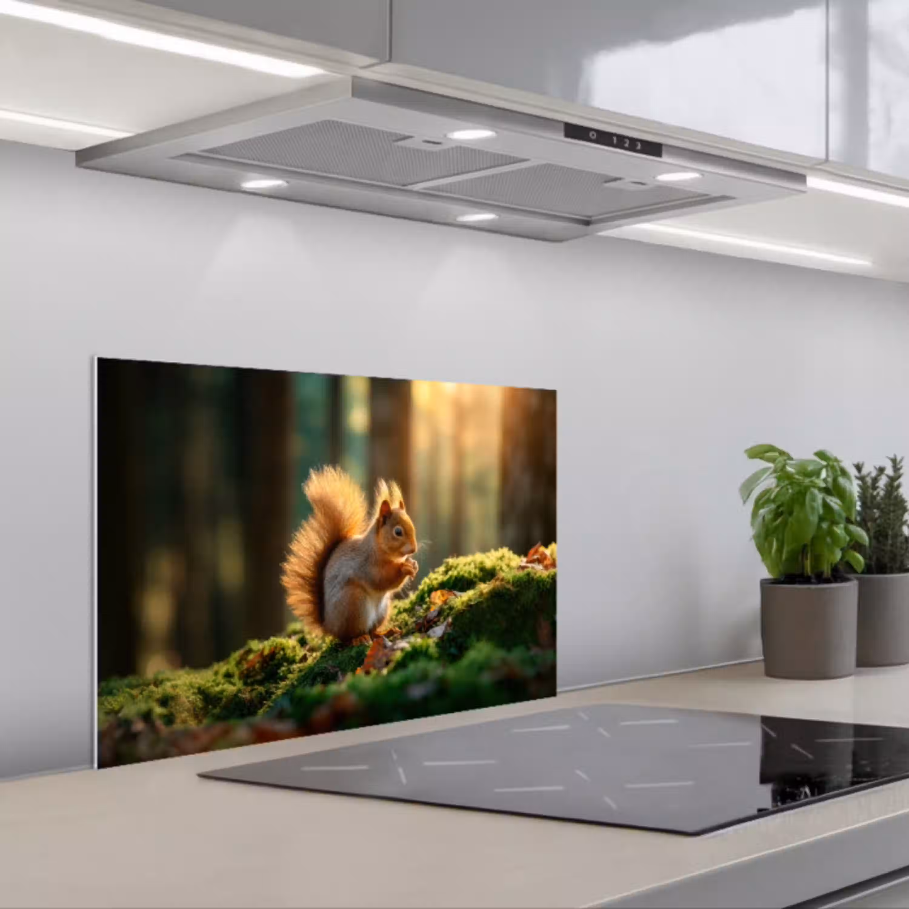 Eekhoorn - Nootje - Gras keuken achterwand spatscherm klein -3d_schuin