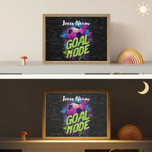 Neon - Graffiti - Voetbal - Kleurrijk Light Box met batterij (Wandlamp kind) middel -sfeer3_kind