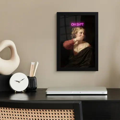 Quote - Neon - vrouw fotolijst zwart zonder passe partout klein -sfeer1