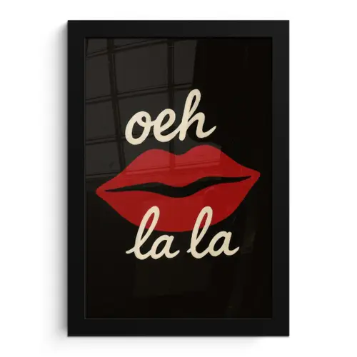 Lip - Rood - Quote fotolijst zwart zonder passe partout klein -3d