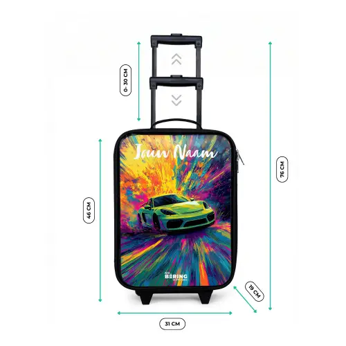 Sportauto - Groen - Verfstrepen - Kleuren Kinderkoffer - Zwart klein -productfoto_formaten