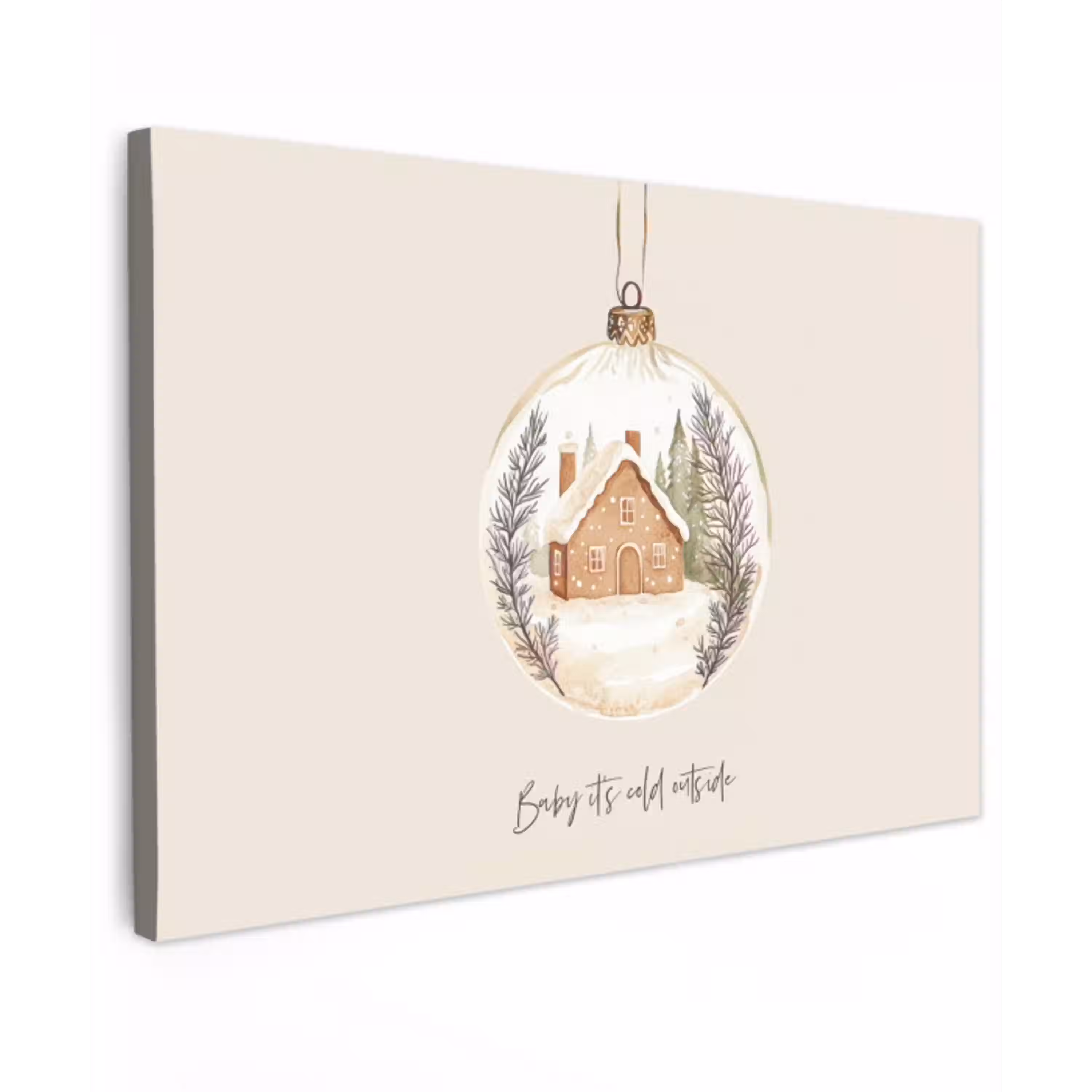 Quote - Winter - Kerst - Beige - Kerstbal canvas 2cm klein -z3d