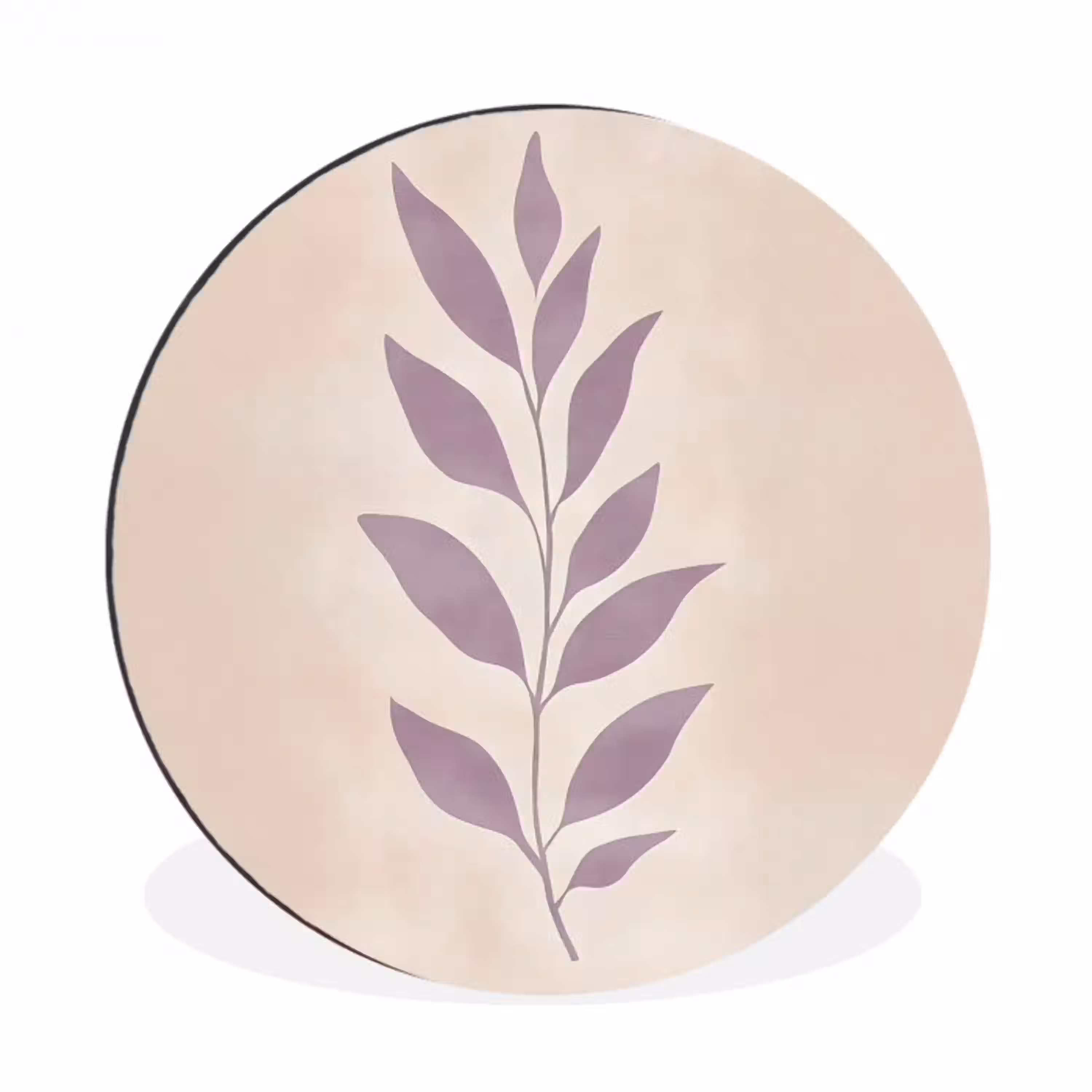 Tak - Bladeren - Minimalistisch - Beige Wandcirkel aluminium klein -3d