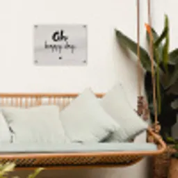 Tekst - Oh happy day - Quotes - Blij tuinposter los doek klein -sfeer7
