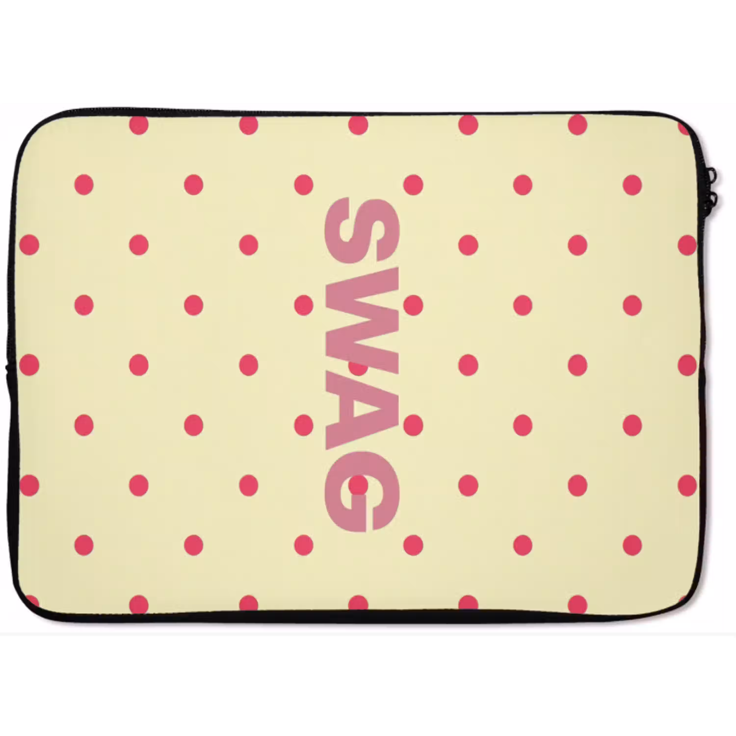 Swag - Roze - Stippen - Geel laptophoes neopreen klein -zkaufland3dotto