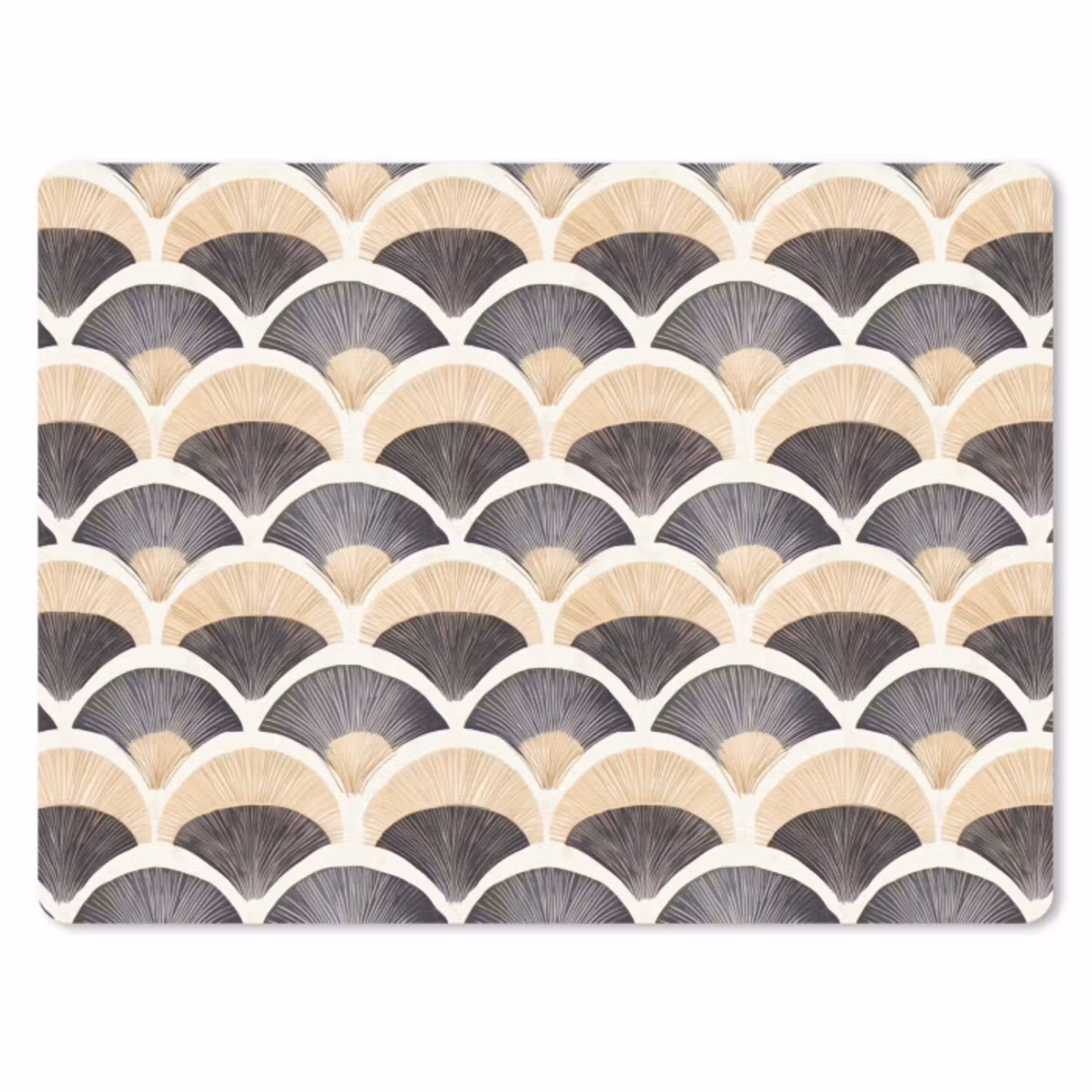 Waaier - Patroon - Zwart - Beige muismat rubber klein 262 -3d