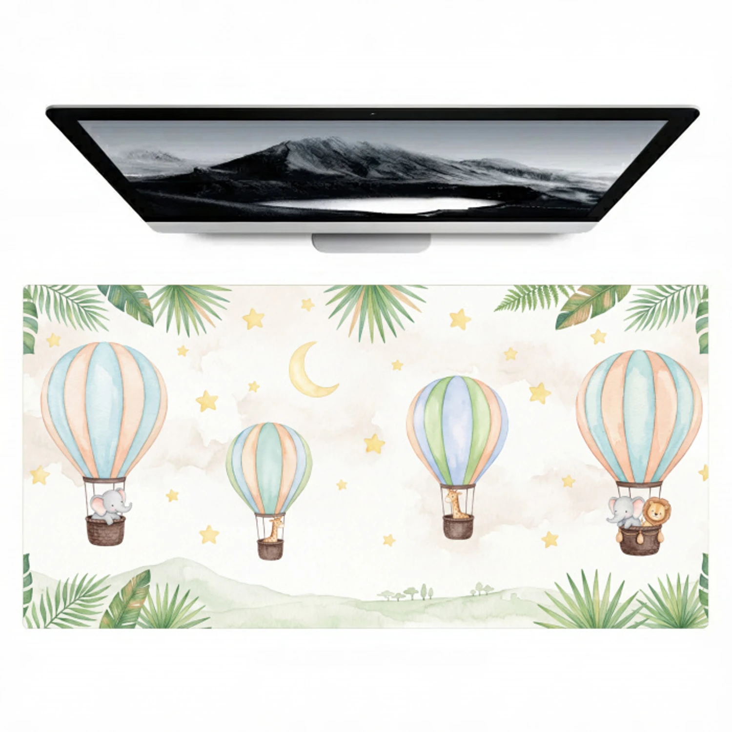 Aquarel - Luchtballonnen - Pastel Muismat XXL klein -zzz3d