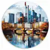 Bomen Frankfurt- Stad - Skyline - Brug Wandcirkel kunststof plaat 5mm dik klein -3d