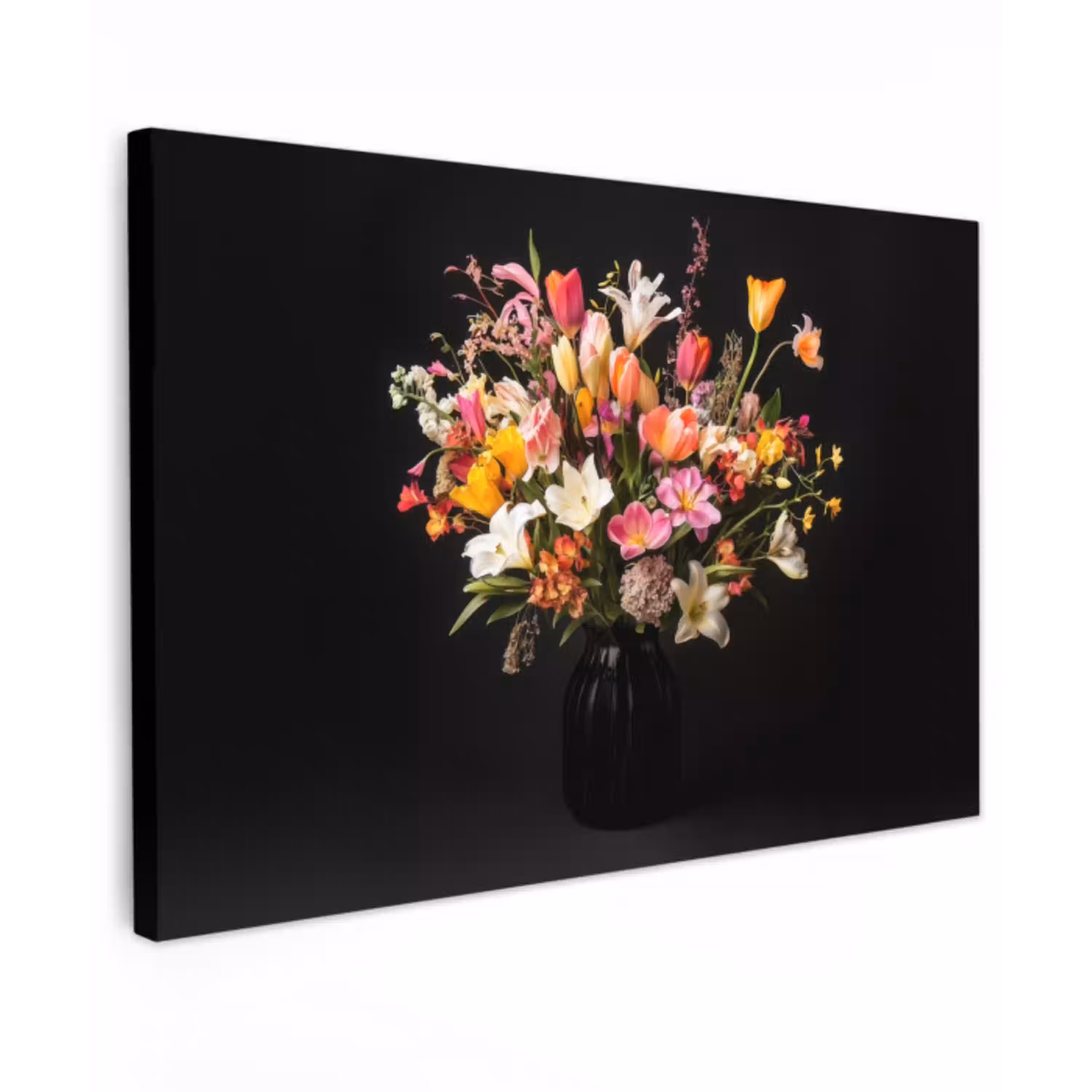Vaas - Bloemen - Tulpen Tuinposter op houten frame 2 cm dik klein -3d