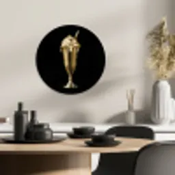 Milkshake - Goud - Drinken - Zwart KitchenYeah - Keuken - Wandcirkel Forex klein -sfeer2