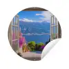Doorkijk - Berg - Landschap - Uitzicht - Meer Wandcirkel tuinposter met ringen klein -3d