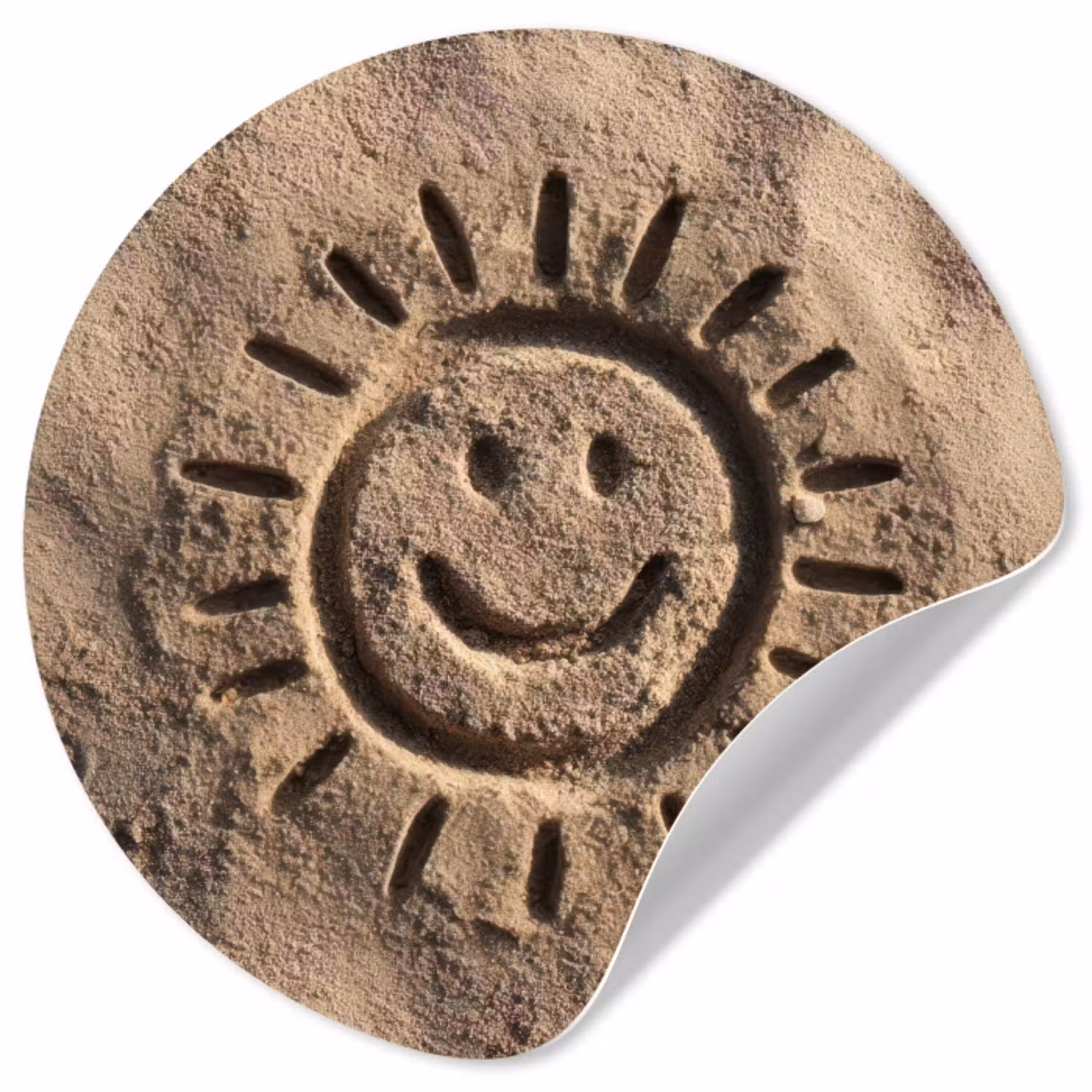 Gezichtje - Zon - Zand - Getekend Wandcirkel behangsticker klein -3d