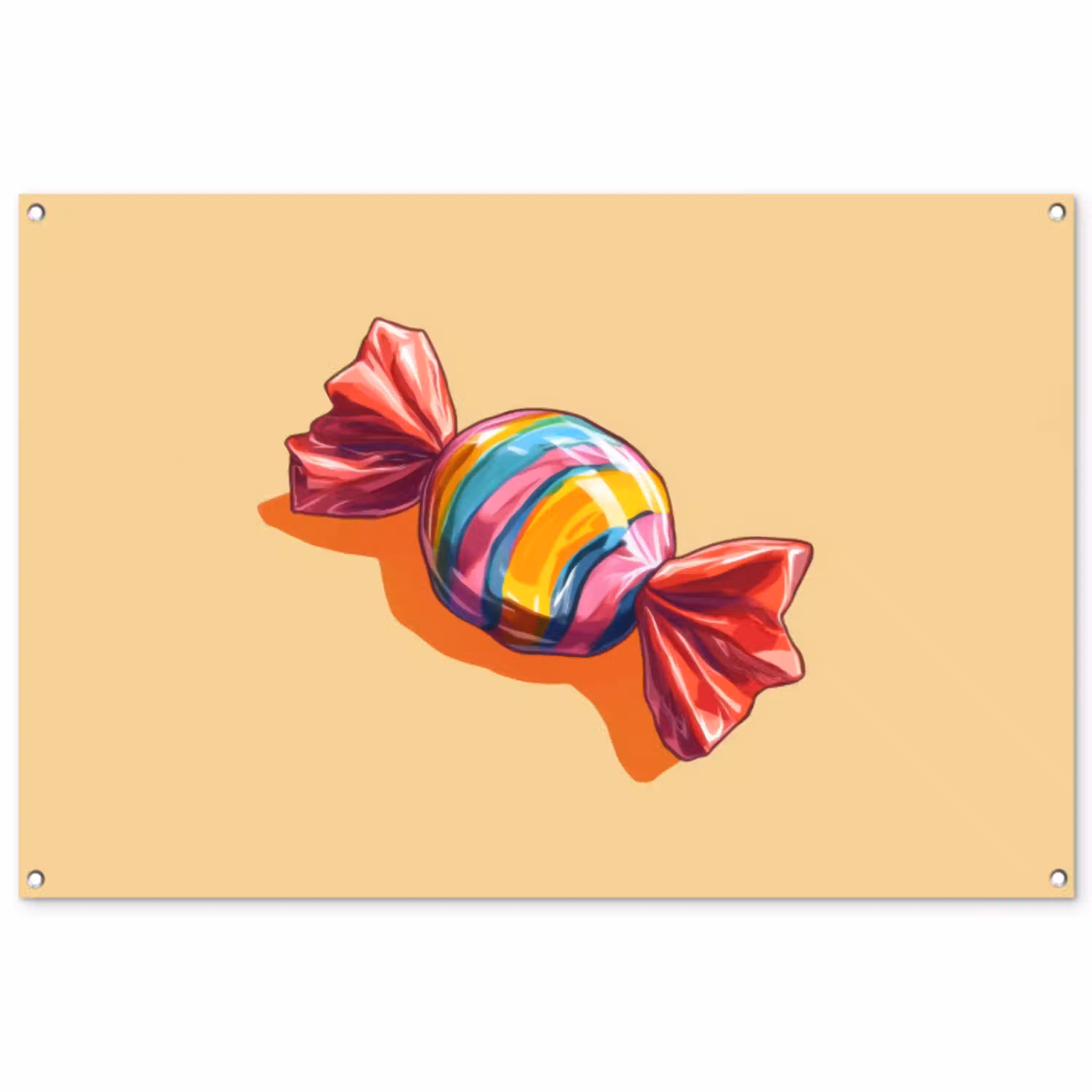 Geel - Snoep - Kleur tuinposter los doek groot -3d