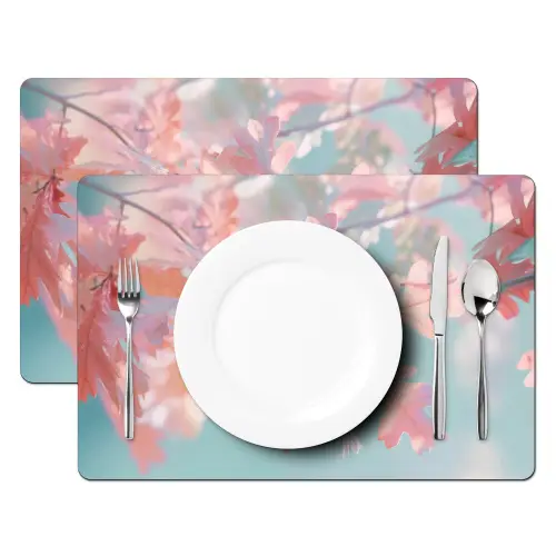 Eikenbladeren - Takken - Roze Placemat vinyl groot -zzsfeer2_Kitchenyeah-website
