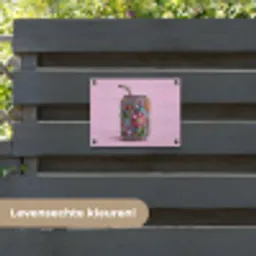 Frisdrankblikje - Bloemenpatroon - Edelstenen - Kleurrijk tuinposter los doek klein -sfeer3