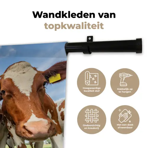 Koeien - Dieren - Weiland - Natuur Wandkleed katoen klein -sfeer2