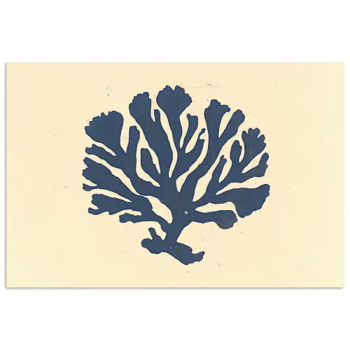 Blauw koraal - Vertakkingen - Beige poster papier klein -3d