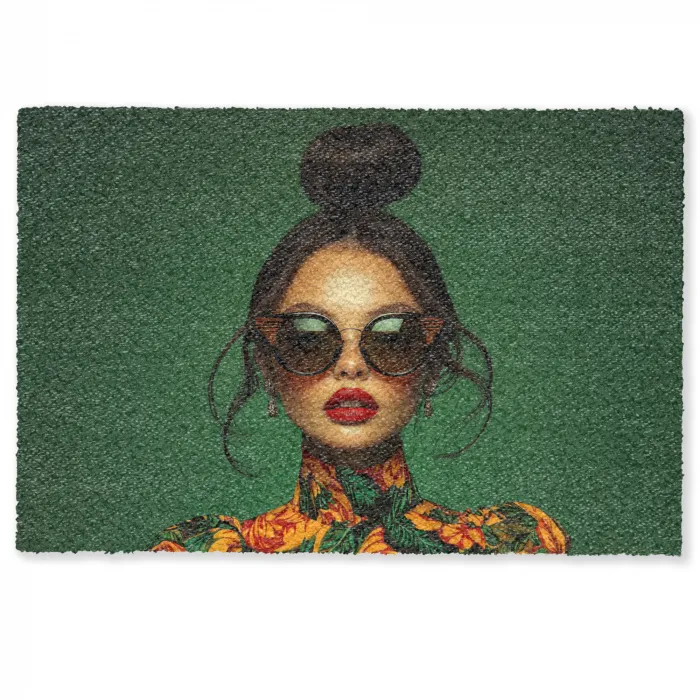 Vrouw - Groen - Modern - Bril - Abstract Deurmat klein -zkaufland3d