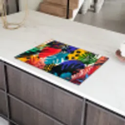 Bladeren - Vormen - Abstract - Kleurrijk Inductie beschermer vinyl 3mm klein -sfeer8