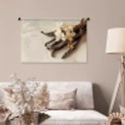 Vanille - Bloemen - Beige Wandkleed katoen middel -sfeer4