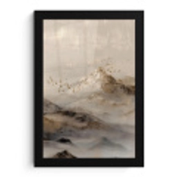 Berglandschap - Mist  - Penseelstreken fotolijst zwart zonder passe partout klein -3d