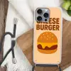 Cheeseburger - Minimalistisch - Geel Hoesje iPhone 16 Pro Max met koord klein -sfeer4