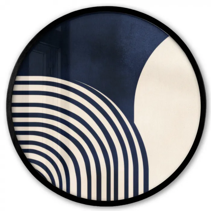 Donkerblauw - Abstract - Lijnen Fotolijst rond zonder passe partout klein -3d