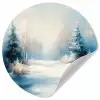 Bos - Winter - Natuur - Abstract - Sneeuw Wandcirkel behangsticker klein -3d
