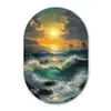 Zee - Zon - Golven - Rotsen Wandcirkel Ovaal Forex klein -3d