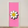 Smiley - Bloem - Roze deurposter klein -3d_beige