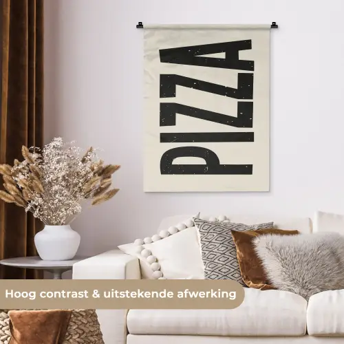 Pizza - Decoratie - Japandi - Vintage Wandkleed katoen klein -sfeer1