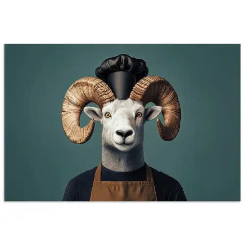 Geit - Hoorns - Kokskleding poster papier klein -3d