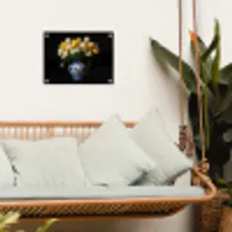 Geel - Tulpen - Vaas - Bloemen tuinposter los doek klein -sfeer7