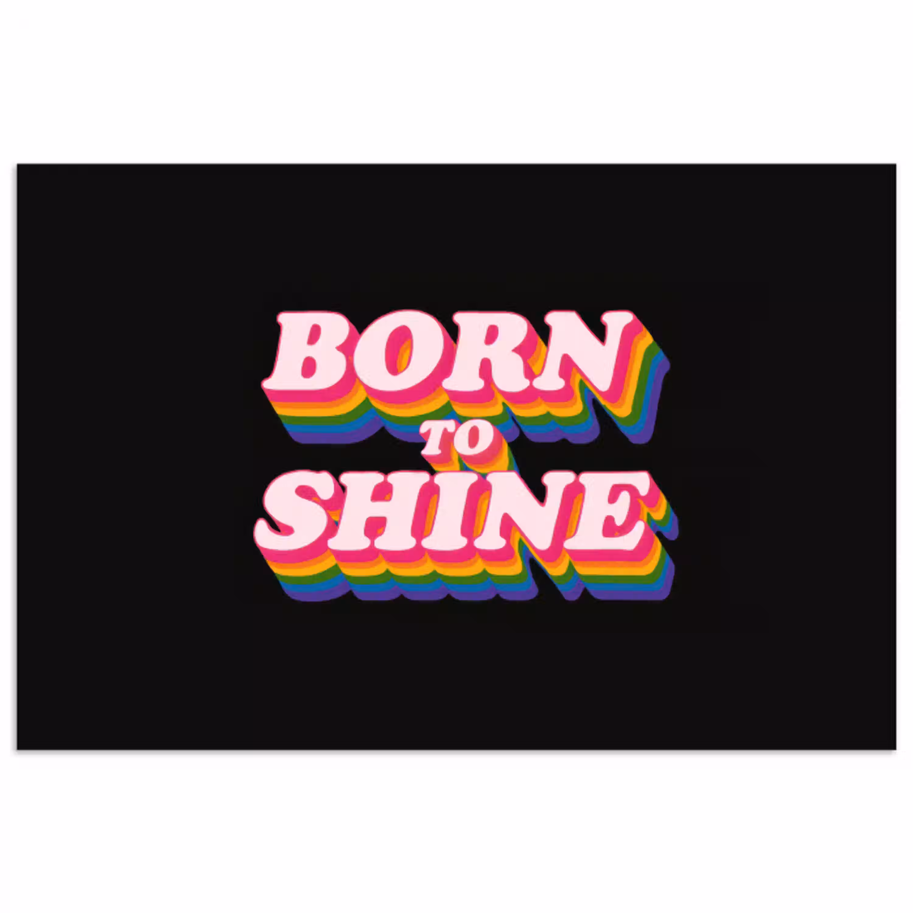 Quote - Regenboog - Roze - Zwart poster papier klein -3d